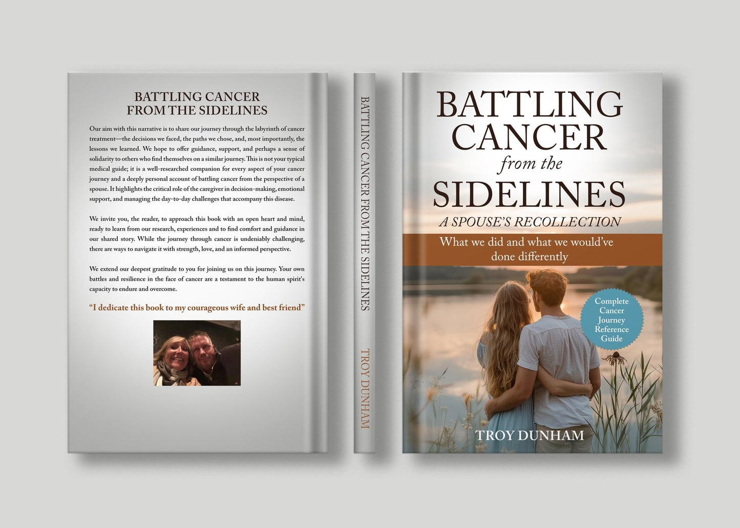 Battling Cancer from the Sidelines book cover, offering insight, resilience, and comfort to those facing cancer together.
